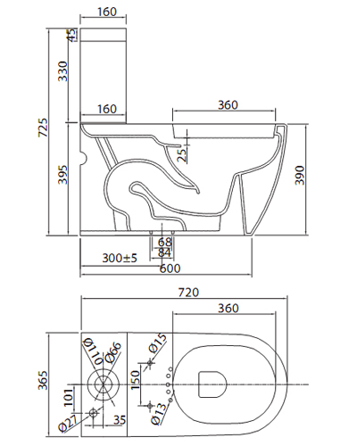 bản vẽ kĩ thuật bàn cầu v51