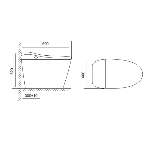 bản vẽ kĩ thuật Bàn cầu thông minh Viglacera V-smart V94.GW