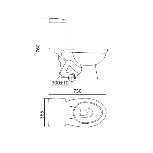 Bản vẽ kĩ thuật bàn cầu 2 khối VI44 