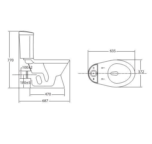 bản vẽ kĩ thuật bàn cầu 2 khối Vi66p 