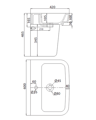 bản vẽ kĩ thuật chậu lửng vi50